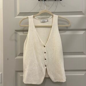 Greylin Ivory Ribbed Button-Down Tank Top (anthropologie)